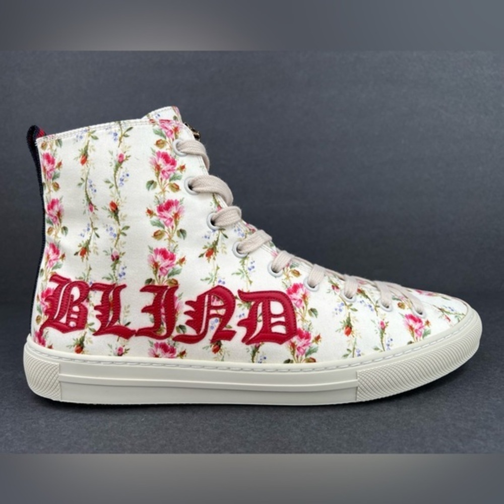 Gucci Major Blind For Love Rose Serie Print Satin High Top Floral Sneakers EU 40